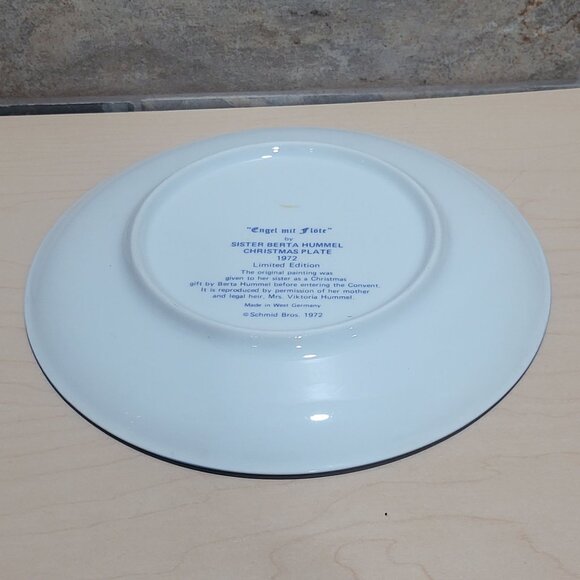 Schmid Hummel Christmas Plate 1972 "Engel mit Flöte" Angel with Flute Decorative - Picture 11 of 11